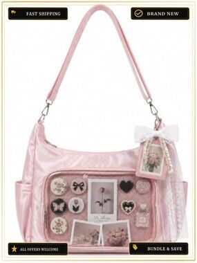Ita Bag Crossbody Lace Messenger Bag for Women Y2K Kawaii Pin Display Purse